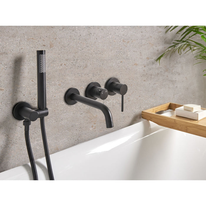 Beliani - JAVIRA - Wandgemonteerde badmengkraan - Zwart - Messing