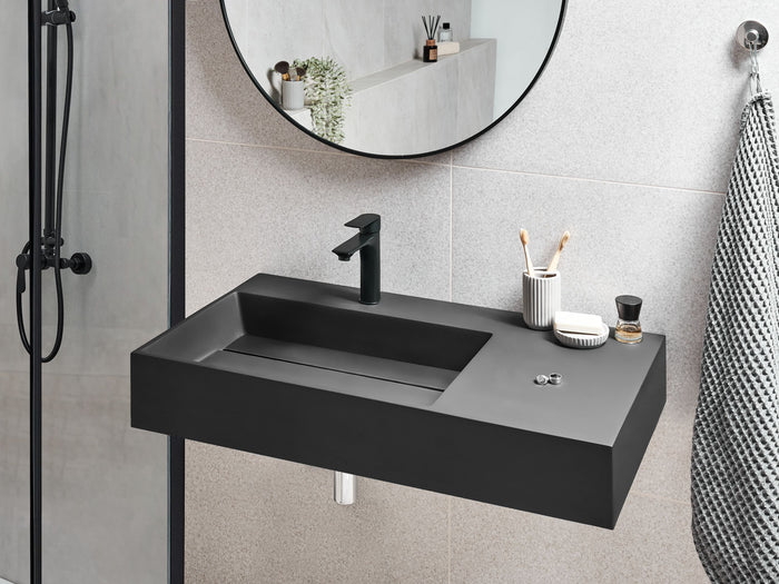 Beliani - CUSCO - Wastafel - Zwart - 90 x 48 cm - Mineraalgietwerk