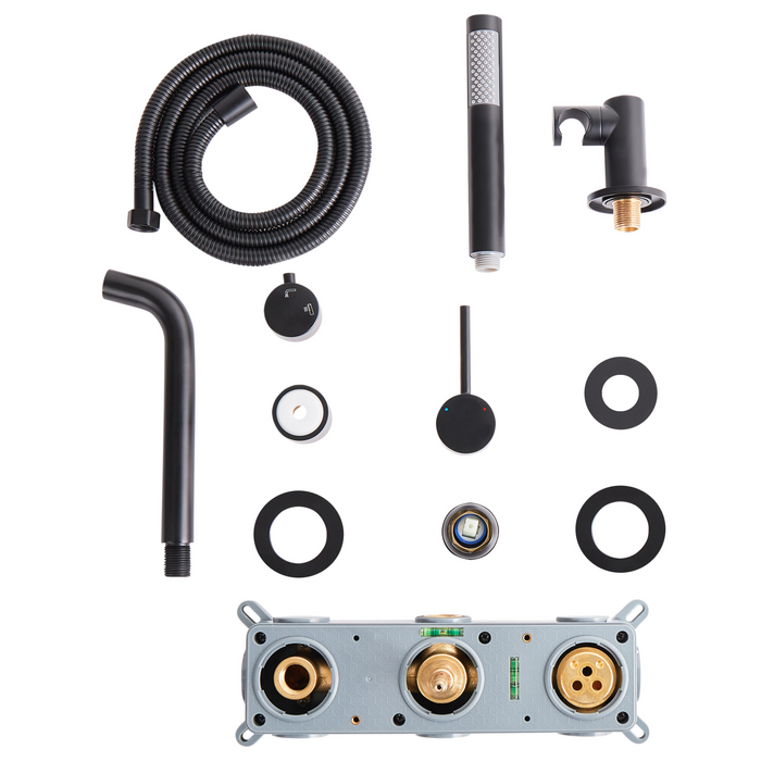 Beliani - JAVIRA - Wandgemonteerde badmengkraan - Zwart - Messing