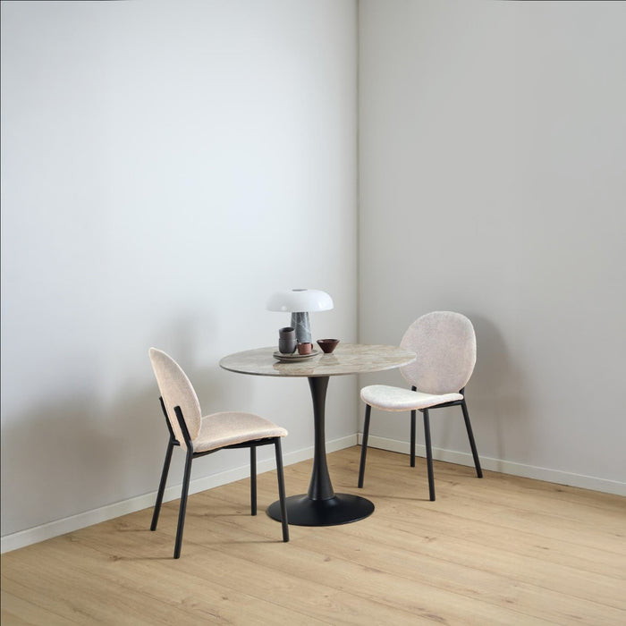 Giga Living - Eetkamerstoel - Beige - Stof - Zithoogte 46,5cm - Elda - Set van 2