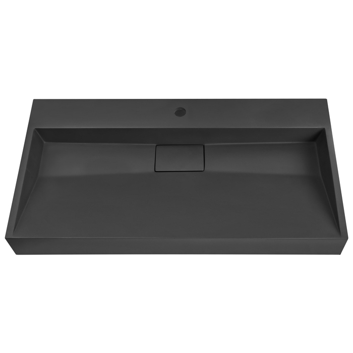 Beliani - QUENKO - Wastafel - Zwart - 90 x 46 cm - Mineraalgietwerk