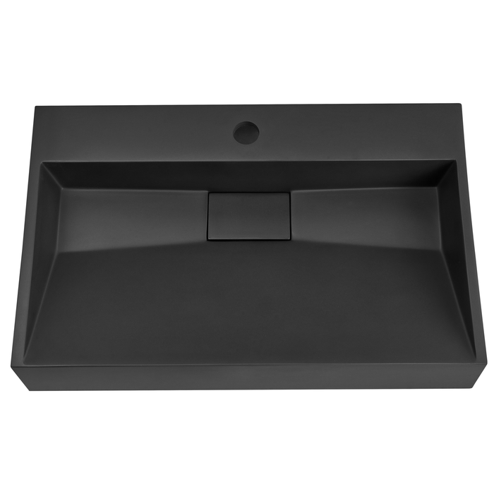 Beliani - QUENKO - Wastafel - Zwart - 60 x 38 cm - Mineraalgietwerk