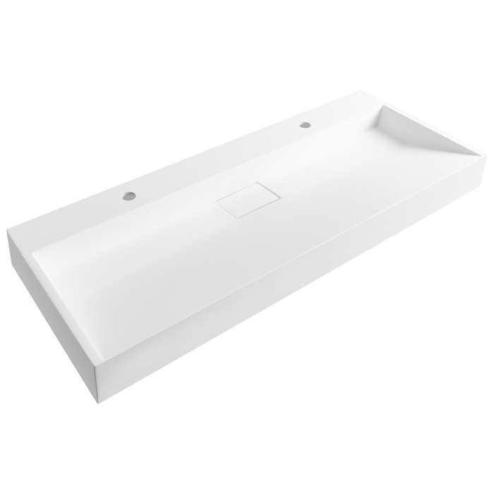 Beliani-QUENKO-Dubbele wastafel-Wit-120 x 46 cm-Mineraalgietwerk