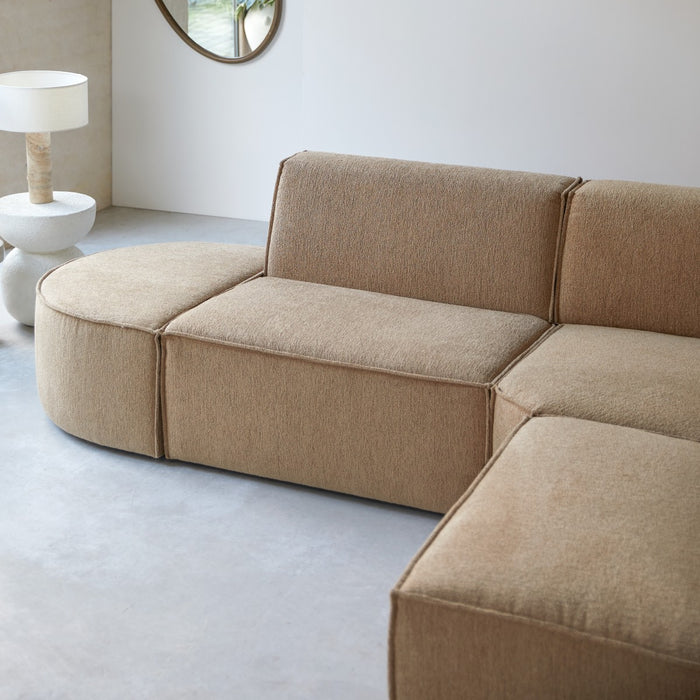 Tikamoon - Modulaire 4|5-zits hoekbank Dario in camelkleurige stof