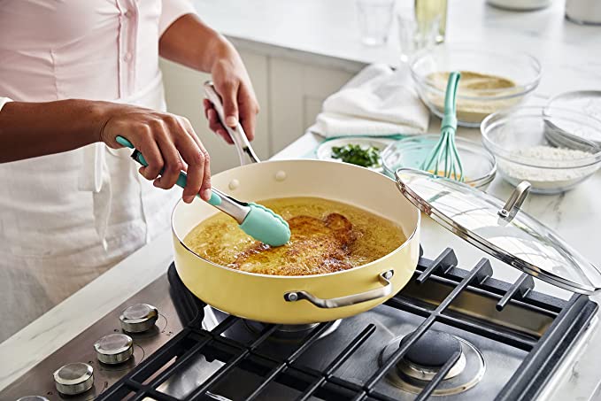 GreenLife Artisan Yellow hapjespan 30cm - 4.8l - met deksel - PFAS-vrij - Keramische antiaanbaklaag - Inductie- en vaatwassergeschikt - Ovenbeste