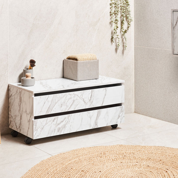 Beliani - TERESINA - Badkamerkast op wieltjes - Wit - MDP