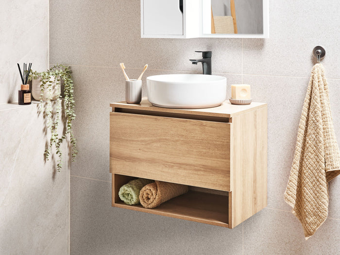 Beliani - NATAL - Wastafelkast - Lichtbruin - Vezelplaat