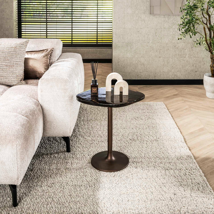 Giga Meubel - Bijzettafel Koper Metaal|Glas - 53x42x50cm - Eclipse