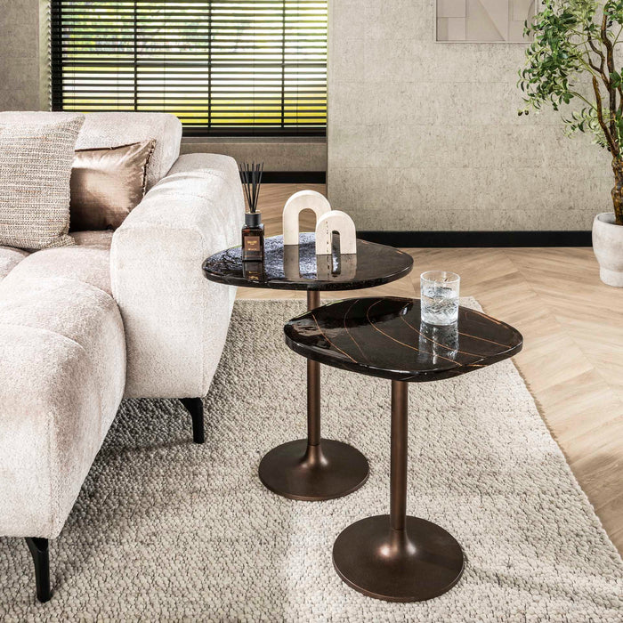 Giga Meubel - Bijzettafel Koper Metaal|Glas - 53x42x50cm - Eclipse