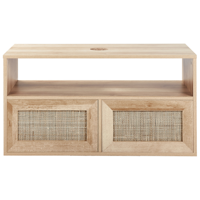 Beliani-ROSELL-Hangende wastafelkast-Lichthout-86 x 45 cm-Vezelplaat