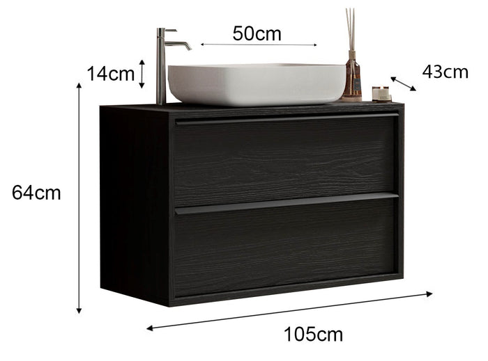 Benvenuto Design Steel 105 cm Zwevend Wastafel en Onderkast