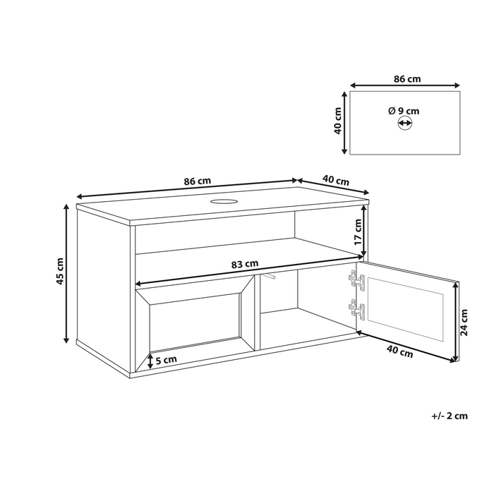 Beliani-ROSELL-Hangende wastafelkast-Lichthout-86 x 45 cm-Vezelplaat
