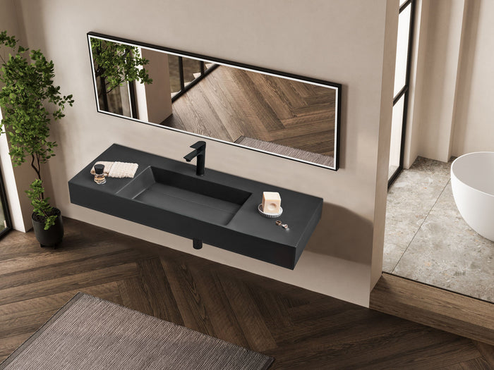 Beliani - CUSCO - Wastafel - Zwart - 120 x 48 cm - Mineraalgietwerk