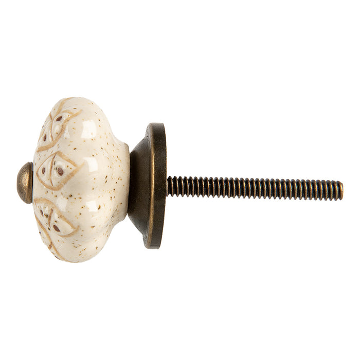 Clayre & Eef Deurknop Ø 4x3 cm Beige Keramiek