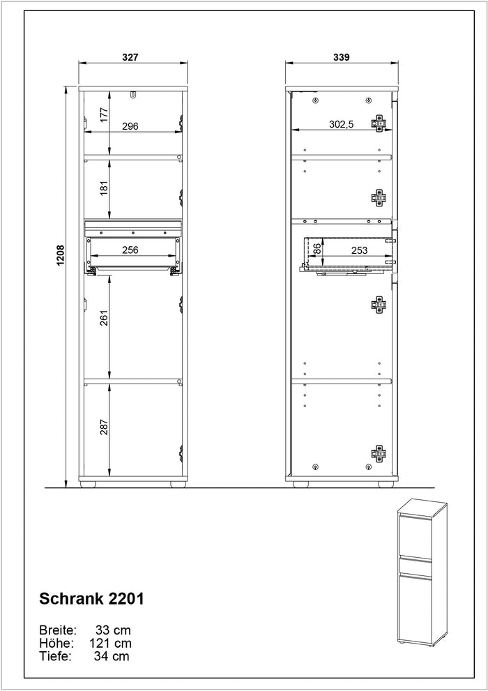Germania Lemont Grafiet Badkamerkast Slim H121 cm