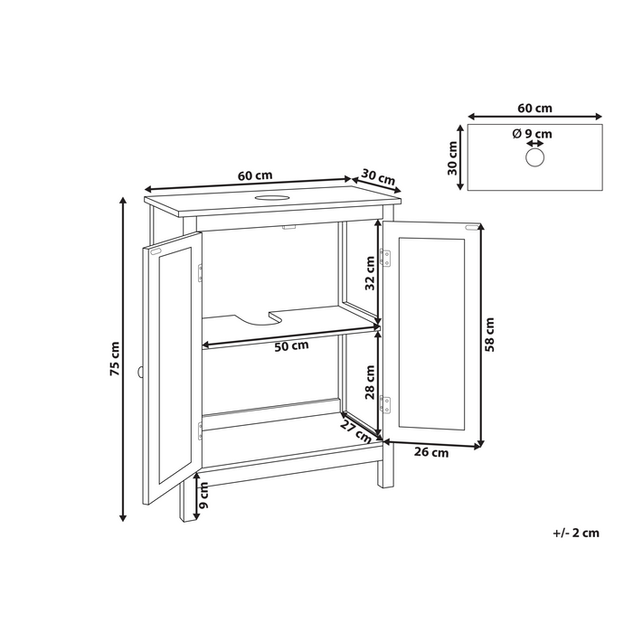 Beliani - ALAMOS - Wastafelkast - Wit - 60 x 75 cm - MDF