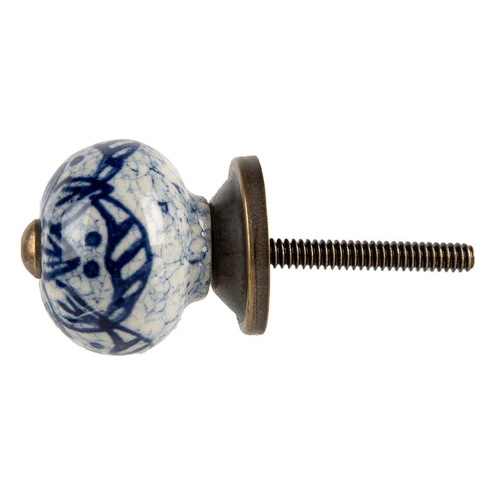 Clayre & Eef Deurknop Ø 3x3 cm Blauw Keramiek