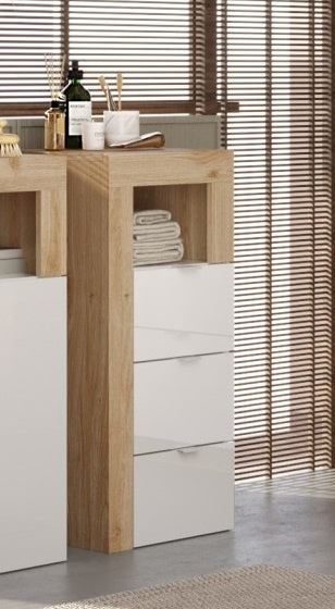 Benvenuto Design Hamburg HG Wit | Eiken Badkamerkast 3-Lades Mini