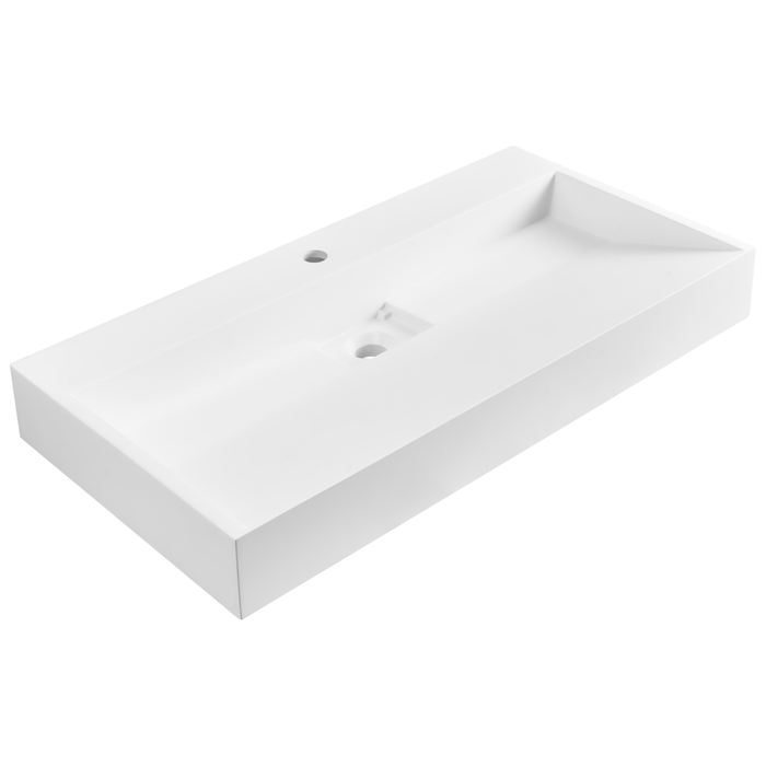 Beliani - QUENKO - Wastafel - Wit - 90 x 46 cm - Mineraalgietwerk