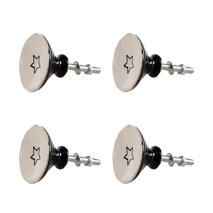 Clayre & Eef Deurknop Set van 4 Ø 4 cm Beige Keramiek Ster