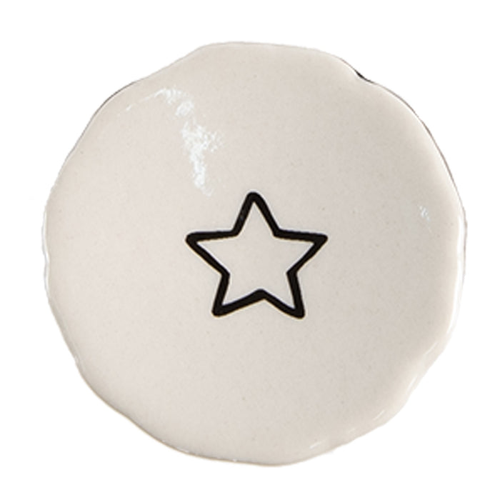 Clayre & Eef Deurknop Set van 4 Ø 4 cm Beige Keramiek Ster