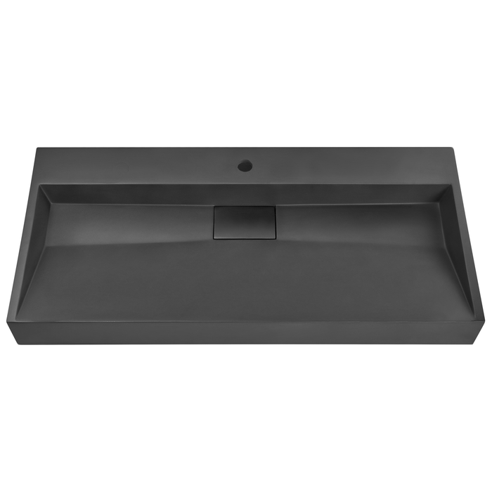 Beliani - QUENKO - Wastafel - Zwart - 100 x 46 cm - Mineraalgietwerk