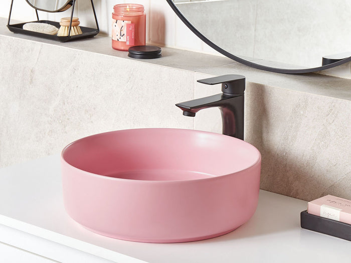 Beliani - GUDAR - Wastafel - Roze - 37 cm - Keramiek