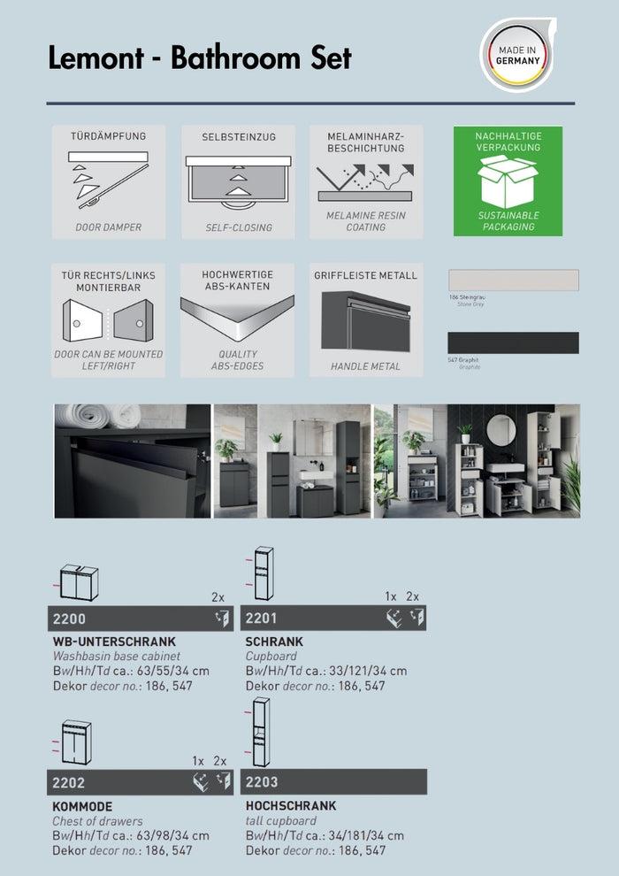 Germania Lemont Steengrijs Badkamerkast