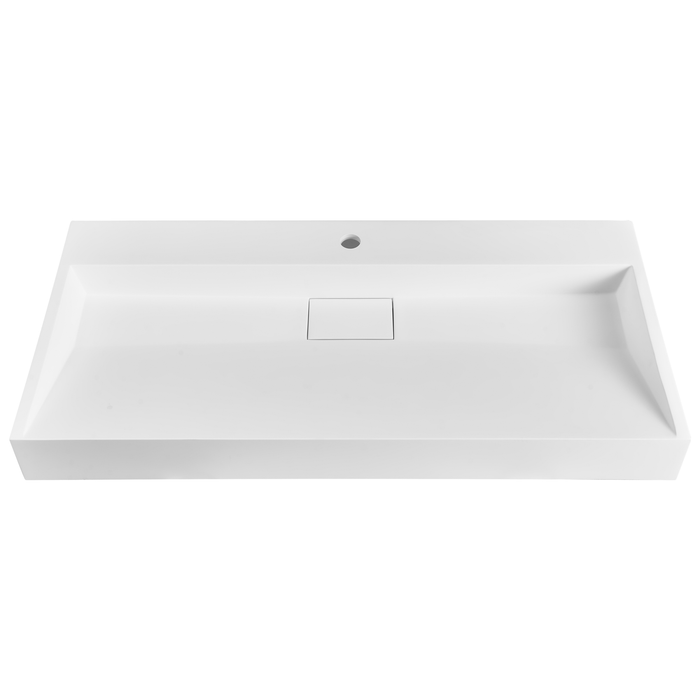 Beliani - QUENKO - Wastafel - Wit - 100 x 46 cm - Mineraalgietwerk