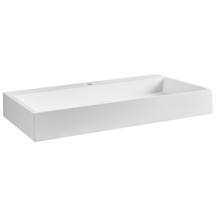 Beliani - QUENKO - Wastafel - Wit - 80 x 46 cm - Mineraalgietwerk