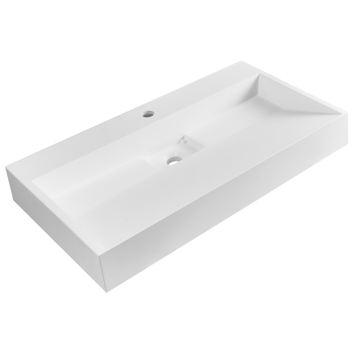 Beliani - QUENKO - Wastafel - Wit - 80 x 46 cm - Mineraalgietwerk