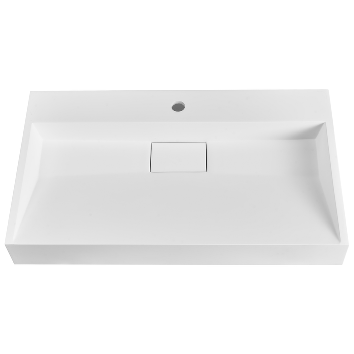 Beliani - QUENKO - Wastafel - Wit - 80 x 46 cm - Mineraalgietwerk