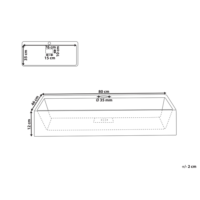 Beliani - QUENKO - Wastafel - Wit - 80 x 46 cm - Mineraalgietwerk