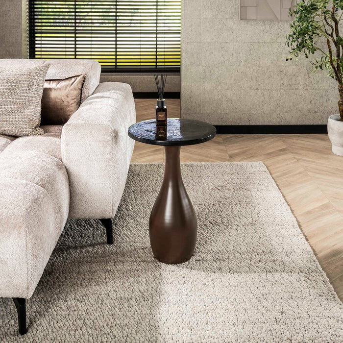 Giga Meubel - Bijzettafel Koper Metaal|Glas - 40x40x60cm - Eclipse