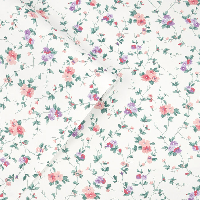 Laura Ashley Priory Behang - Bloemen - 10mx52cm - Roze