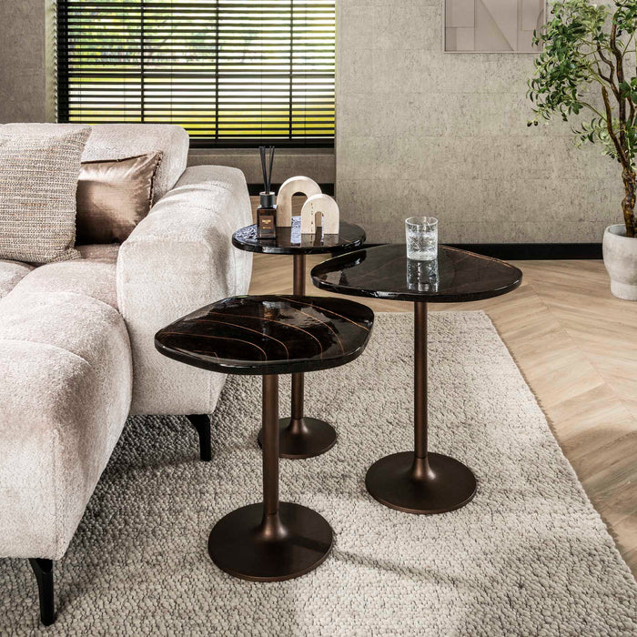 Giga Meubel - Bijzettafel Koper Metaal|Glas - 50x42x55cm - Eclipse