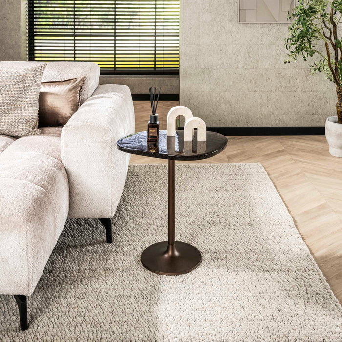 Giga Meubel - Bijzettafel Koper Metaal|Glas - 50x42x55cm - Eclipse