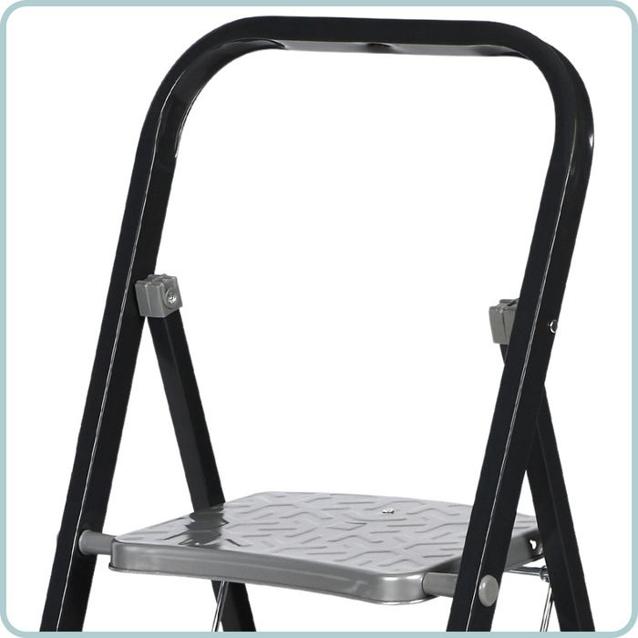 NORDIX Huishoudtrap Keukentrapje 2 treden Opstapje Opvouwbaar Zwart...