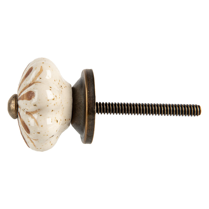 Clayre & Eef Deurknop Ø 4x3 cm Beige Keramiek