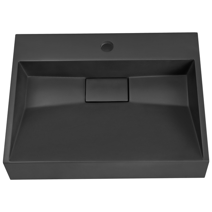 Beliani - QUENKO - Wastafel - Zwart - 50 x 38 cm - Mineraalgietwerk