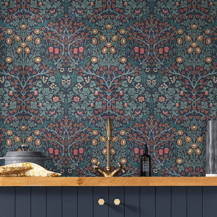 William Morris at Home vliesbehang Blackthorn Navy