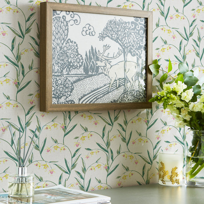 Laura Ashley Fulwell Fuchsia Behang - Planten - 10mx52cm - Geel