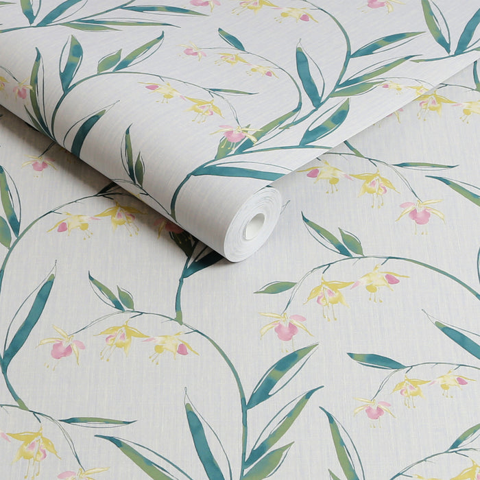 Laura Ashley Fulwell Fuchsia Behang - Planten - 10mx52cm - Geel
