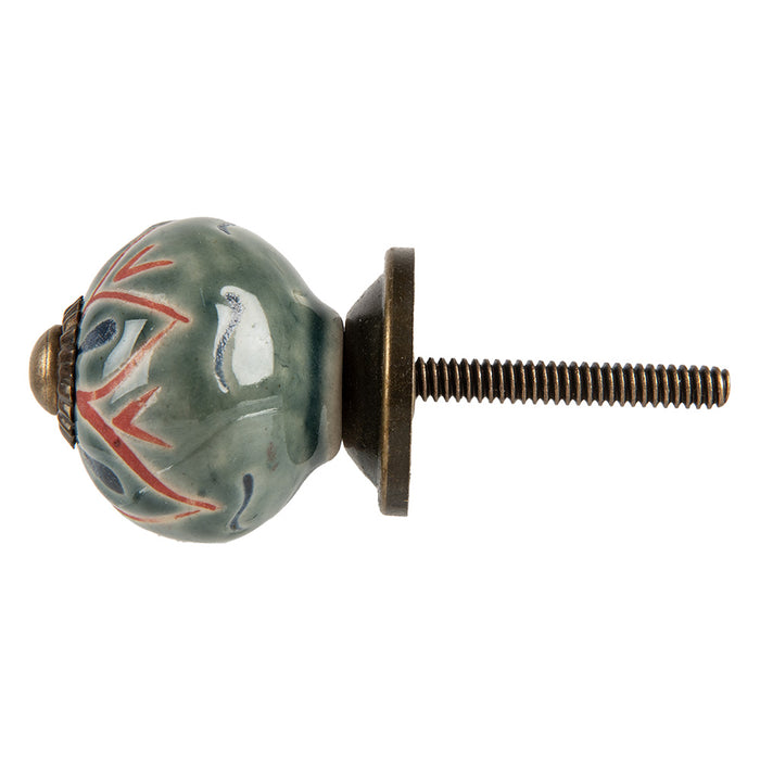 Clayre & Eef Deurknop Ø 3x3 cm Groen Keramiek