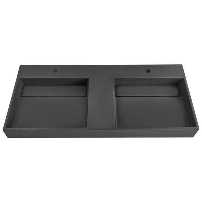 Beliani-QUENKO-Dubbele wastafel-Zwart-120 x 48 cm-Mineraalgietwerk