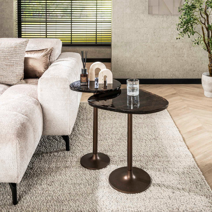 Giga Meubel - Bijzettafel Koper Metaal|Glas - 38x33x60cm - Eclipse