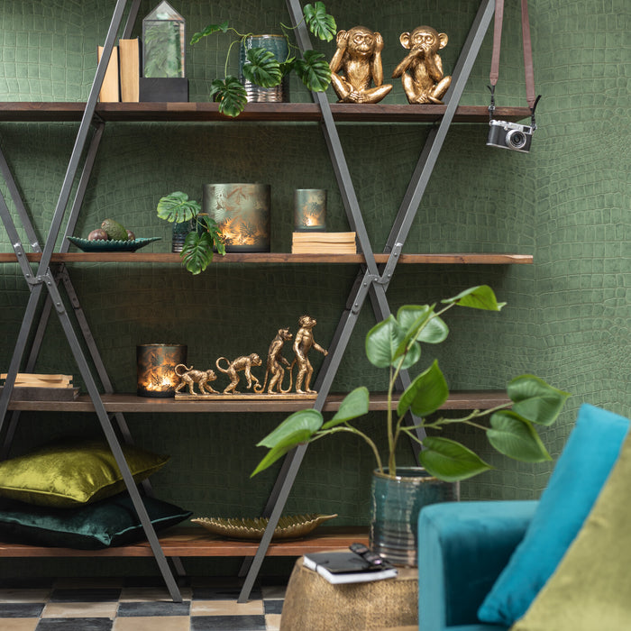 J-Line figuur Aap Horen|Zien|Zwijgen- polyresin - antiek goud - 3 stuks