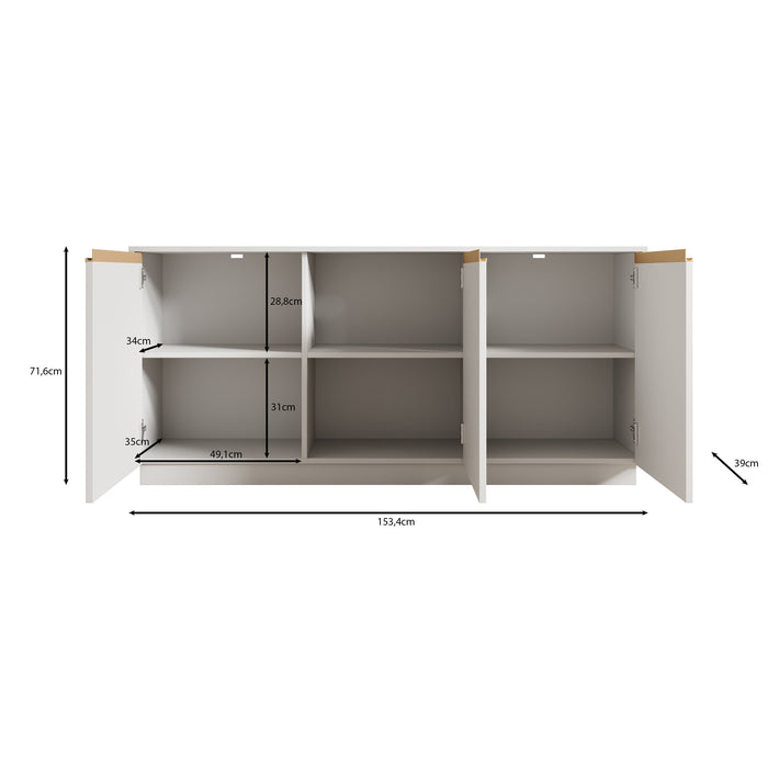 Meubella - Dressoir Remy - Wit - 154 cm