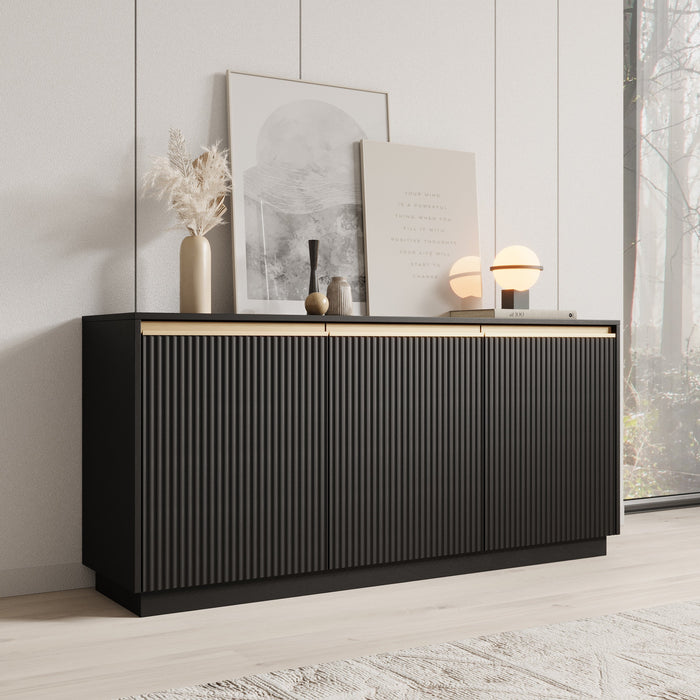 Meubella - Dressoir Remy - Zwart - 154 cm