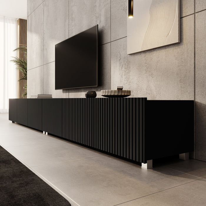 Meubella - TV-Meubel Kenderes - Zwart - 300 cm